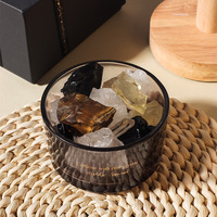 Diffuseur Cylindrique en Verre Noir pour Aromathérapie, Pierre de Cristal, Sans Flamme, Huile Essentielle, Encens d'Intérieur, Coffret Cadeau Parfumé, Traitement Inclus