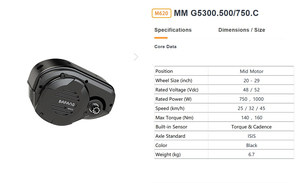 <span class=keywords><strong>Kit</strong></span> de conversion de vélo électrique <span class=keywords><strong>Bafang</strong></span> M620 avec <span class=keywords><strong>moteur</strong></span> central 1000W, système à couple élevé pour vélo cargo à pneus larges - Product Image 3