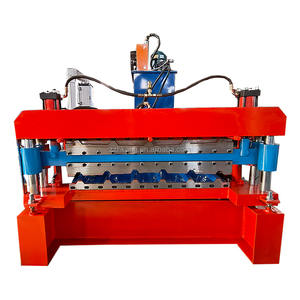 사다리꼴 TR5 + TR6 금속 지붕 패널 만들기 기계 5 톤 수동 Uncoiler 더블 레이어 타일 만들기 기계 - Product Image 1