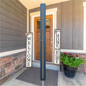Segno di benvenuto in stile fattoria dipinto all'aperto portico anteriore in piedi grande 2 lati in legno alto verticale snello lungo casa dolce casa - Product Image 4