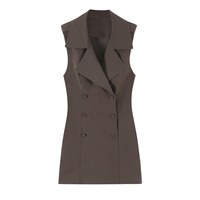 TAOP&ZA Nouvelle Collection Automne 2026 pour Femme : Robe sans Manches Minimaliste et Élégante à Col et Boutons avec Détail à Rabat 7852197
