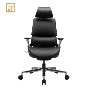 काले बॉस कुर्सी चमड़े की कुर्सी कार्यालय 6D स्मार्ट तंत्र के साथ ergonomic कार्यालय कुर्सी के साथ पहियों पु armest सिला oficina