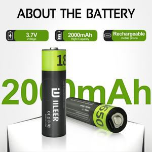 Batería de Litio Recargable IILEER de Fábrica, 7400mWh, 18650, 3.7V, 2000mAh, 1200 Ciclos, con Puerto Tipo C - Product Image 2