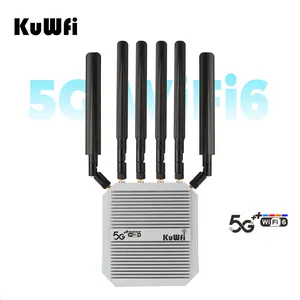 KuWFi router nirkabel kecepatan tinggi, router wi-fi 5g cpe wifi6 casing logam NSA/SA luar ruangan dengan slot kartu sim 3000Mbps