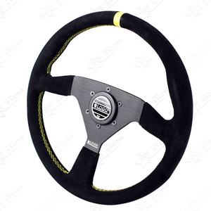 Volante Deportivo de Piel Sintética de 14 Pulgadas (340 mm), Universal, Estilo JDM, para Tuning, Drift, Carreras, con Costuras Rojas y Azules, Diseño Plano, Simulado para Rally - Product Image 3