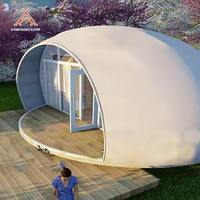 Tente de glamping safari double dôme de luxe Kawagebo Kamp, élégante, en PVC durable avec porte en verre pour hôtel, complexe hôtelier et événements
