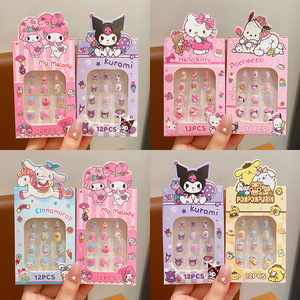 Juego de 12 <span class=keywords><strong>Uñas</strong></span> <span class=keywords><strong>Postizas</strong></span> Infantiles con Diseño de Anime, Reutilizables, con Pegamento y Adhesivos, para Fiestas - Product Image 2
