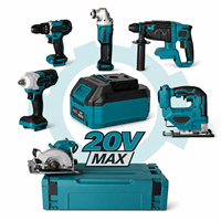 Kit combiné d'outils électriques sans fil 20V MAX pour le travail du bois, 7-en-1 : Scie sauteuse, Scie circulaire, Défonceuse, Perceuse à percussion pour la menuiserie