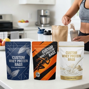 Bolsas personalizadas de bajo MOQ para proteínas, tipo stand-up, termosellables, de Mylar, con logo impreso, para almacenamiento de suplementos de gimnasio, con envío con impuestos pagados a EE. UU. - Product Image 2