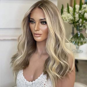 Parrucca in pizzo anteriore con fodera in seta senza cuciture con <span class=keywords><strong>capelli</strong></span> umani 100% vergine europea bionda e marrone in pizzo Top parrucca da <span class=keywords><strong>donna</strong></span> - Product Image 3