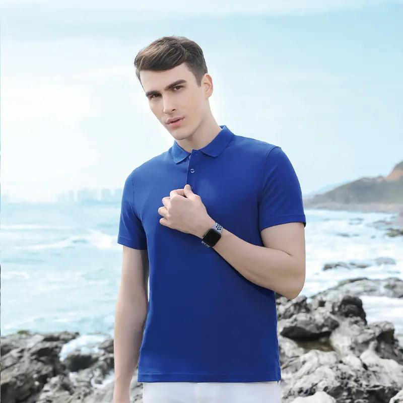 Kaus Polo katun kustom kaus Polo pria katun kaus Fitness Logo bordir pakaian Golf Polo kaus Fashion pria