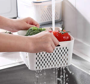 Scatola portaoggetti frigorifero Organizer frutta verdura fresca scatole di stoccaggio cestello di scarico contenitori Organizer cucina W24-178 - Product Image 5