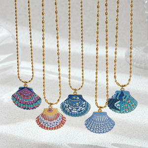 CE-Zertifizierung Valentinstag-Geschenk Nicht Verblassende Edelstahl-Halskette mit Strukturiertem Gehäuse und Farbmustern - Product Image 1