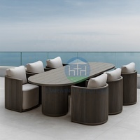 Kunden spezifischer runder Esstisch der Spitzenklasse für 6 Personen Garten tisch Aluminium Langlebige moderne High-End-Projekt-Gartenmöbel