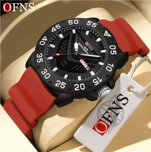 Montre à quartz pour homme Ofns 1308, date, double affichage, classique, simple, étanche, cadran noir, bracelet en silicone 2026 - Product Image 4