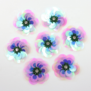 Appliques 3D en feutre cousues à la main avec fleurs en PVC, <span class=keywords><strong>strass</strong></span> en résine <span class=keywords><strong>et</strong></span> verre, perles <span class=keywords><strong>et</strong></span> sequins, 8 cm, <span class=keywords><strong>pour</strong></span> <span class=keywords><strong>vêtements</strong></span> <span class=keywords><strong>et</strong></span> chapeaux - Product Image 1
