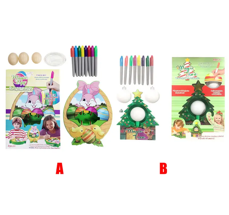 Easter Decorations Egg Dye Kit Coloring Dying Art Machine Basket Stuffers DIY Craft with 8 Markers 3 Egg/Ball