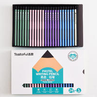 Crayons pastel HB, noyau épais de 3.0mm, avec gomme et stylo à gomme, pour enfants, fournitures d'écriture et scolaires, 24 pièces