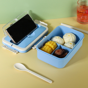 IStapromo Gifts Eco Friendly Plastic Bento Lunch Box Container BPA Free Food Safe Lunch Box with Spoon Fork - Product Image 3