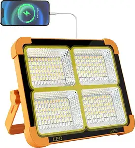 China Fabrik 200 W 400 W wasserdichtes tragbares wiederaufladbares Solar-USB-Led-Arbeitslicht Scheinwerfer Notfalllicht mit Powerbank