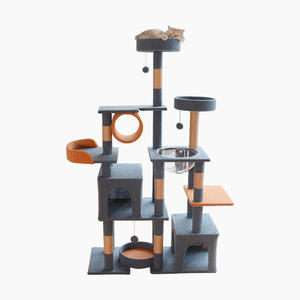 Hot Sales <b>Cat</b> Tree Enclosure with Food Station All-in-one Indoor <b>Cat</b> Furniture with Large Platform and Condo - Product Image 5