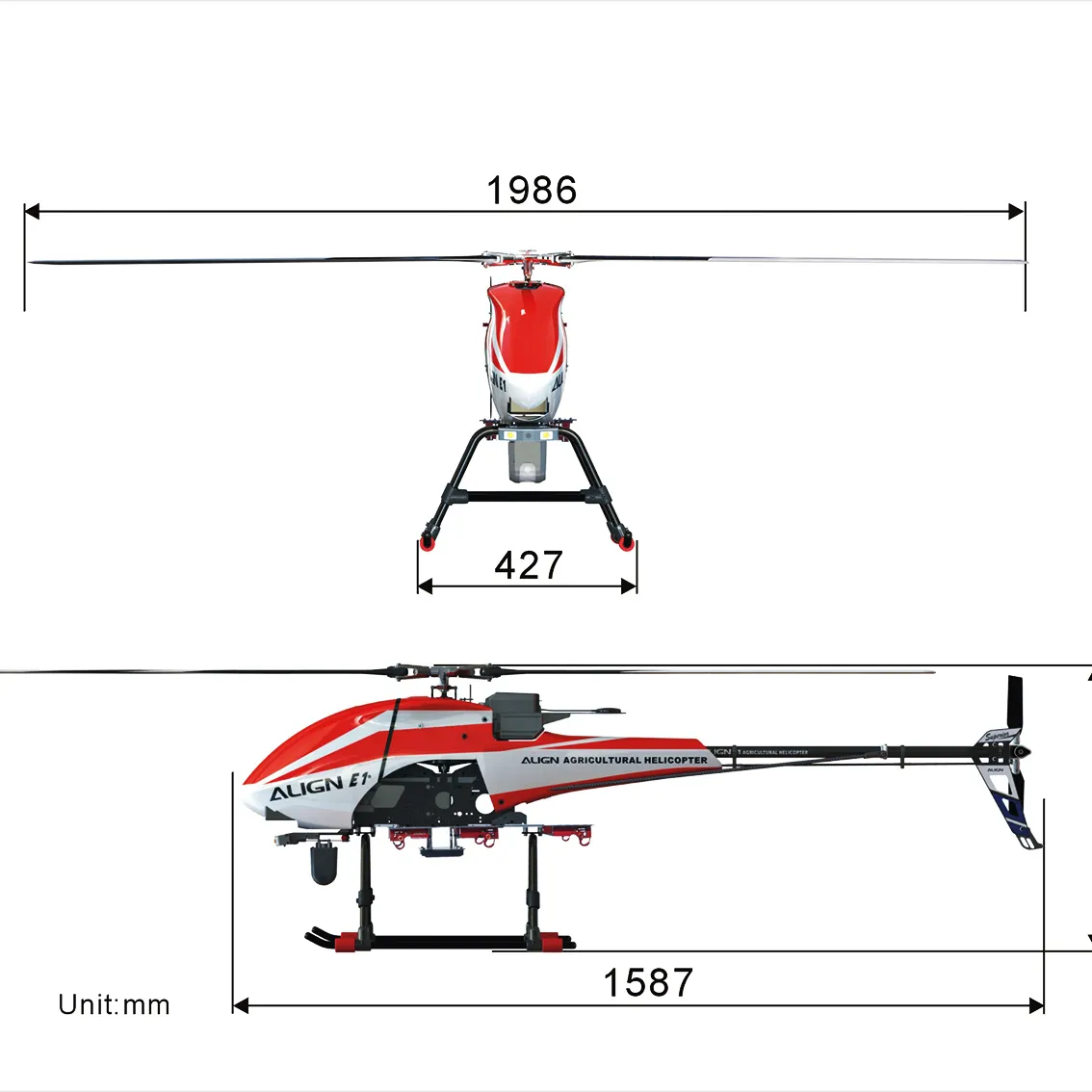 ALIGN E1 Helikopter Remote Kontrol 900RTF, Helikopter Model Drone dengan 2 Rotor