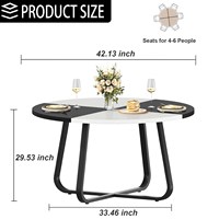 Table à manger moderne en bois noir et blanc de 42 pouces pour usage hôtelier, avec panneau arrière verrouillable, pieds réglables, croisillon anti-tremblement