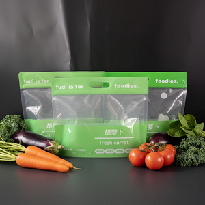 Sacs refermables à fermeture éclair en PET/CPP imprimés en héliogravure, résistants à l'humidité, de qualité alimentaire, pour l'emballage des carottes, des haricots verts et des aubergines - Product Image 1