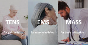 3 em 1 Wireless <span class=keywords><strong>TENS</strong></span> Eletroterapia Estimulador <span class=keywords><strong>TENS</strong></span> Máquina para Alívio da Dor e Recuperação Muscular com Controle Remoto Mãos Livres - Product Image 4