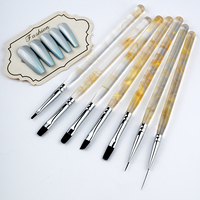 Nouveau design – Kit de pinceaux de peinture gel pour manucure, stylo de dessin, outil de design de salon, ensemble de 7 pinceaux à ongles avec manche en marbre acrylique