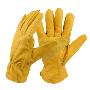 Guantes de Seguridad de Cuero Amarillos, Textura Completa, Antideslizantes, Puño Recto, Uso General, Resistentes a la Abrasión - Product Image 1