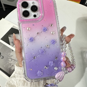 Coques de téléphone antichoc en TPU+PC avec chaîne de perles de luxe et décor floral 3D pour OPPO Realme Narzo 90X 5G FIND X9 PRO - Product Image 4
