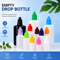 Flacon compte-gouttes en plastique de haute qualité, 5 ml, 10 ml, 15 ml, 30 ml, 50 ml, 100 ml, pour liquides, avec logo personnalisé