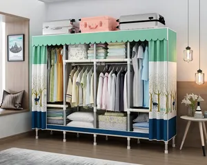 factory outlet Modern Fabric Convenient Clothes Cabinet Folding clothes hanger foldable wardrobe