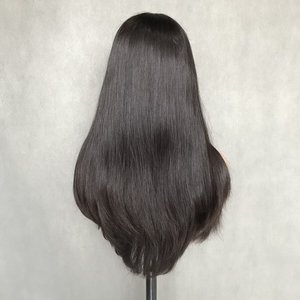 Parrucca Medica Economica in <span class=keywords><strong>Capelli</strong></span> Vergini Europei Neri, Lunga con Top in Pizzo Trasparente, Grandi Nodi Singoli, Fodera in Silicone Antiscivolo <span class=keywords><strong>per</strong></span> Alopecia - Product Image 5