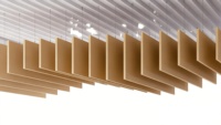 Panneau acoustique suspendu en fibre de polyester PET insonorisant, forme ondulée, kit de fixation pour bureau, hôtel, studio