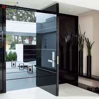 Porte d'entrée pivotante personnalisable, extérieure, sécurisée, en aluminium noir et acier, antivol, étanche, pour appartement, extérieur, ignifuge