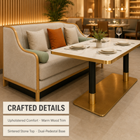 Ensemble de banquette contemporaine avec structure en bois et revêtement en tissu pour restaurant, banquette trois places pour café et hôtel