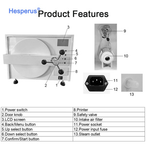 <span class=keywords><strong>Autoclave</strong></span> di Alta Qualità 23L Classe <span class=keywords><strong>N</strong></span> Dentale, Sterilizzatore a Vapore Semi-automatico da Tavolo - Product Image 5