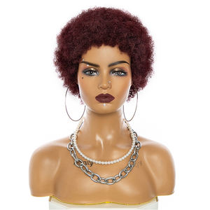 วิกผมบราซิลแบบสั้น Afro Kinky Curly พร้อมหน้าม้า ราคาโรงงานขายส่ง สำหรับผู้หญิงผิวสี - Product Image 4