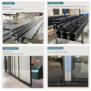 <span class=keywords><strong>Porte</strong></span> <span class=keywords><strong>coulissante</strong></span> rétractable moderne avec verre dépoli et cadre en aluminium pour appartement et bureau commercial - Product Image 4