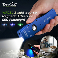 Lampe torche plate 3-en-1 Tank007 WF02L, lampe torche magnétique EDC, laser vert UV 365nm, torche fine haute puissance rechargeable