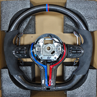 Volant M en fibre de carbone avec garniture centrale rouge et bleue pour BMW F10 F15 F16 F20 F21 F22 F25 F26 F30 F32 F87 M3 F80 F82