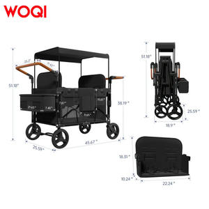 Poussette bébé WOQI 160x65x130 cm, en alliage d'aluminium, pliable, noire, légère, pour enfants de 0 à 3 ans, utilisation en voyage - Product Image 2