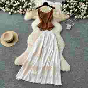 Ensemble décontracté d'été 2 pièces pour femme : Tunique et jupe longue en soie 3D taille haute – Vente en gros - Product Image 4