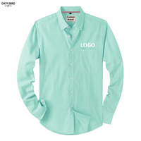Kemeja Oxford Formal Pria Berkualitas Tinggi, Bahan Katun 100%, Bernapas, Lengan Panjang, Kancing Depan, Dengan Kantong, Logo Custom