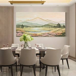 <span class=keywords><strong>Peinture</strong></span> à l'huile abstraite <span class=keywords><strong>Montagne</strong></span> dorée du début du printemps, peinte à la main, texture impasto 3D, toile épaisse écologique, motif floral - Product Image 3