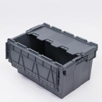 Caisse de rangement en plastique robuste et empilable avec couvercle, grande capacité, en PP, emboîtable, à prix abordable