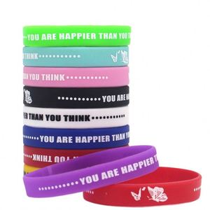 Bracelet en silicone à motif papillon Happy Than You Think, bracelet en caoutchouc Free Flight - Product Image 4