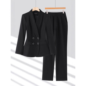 Women's Gray Long Sleeve <b>Blazer</b> And Pants <b>Set</b> Office Lady Style Anti Wrinkle For Commute - Product Image 3